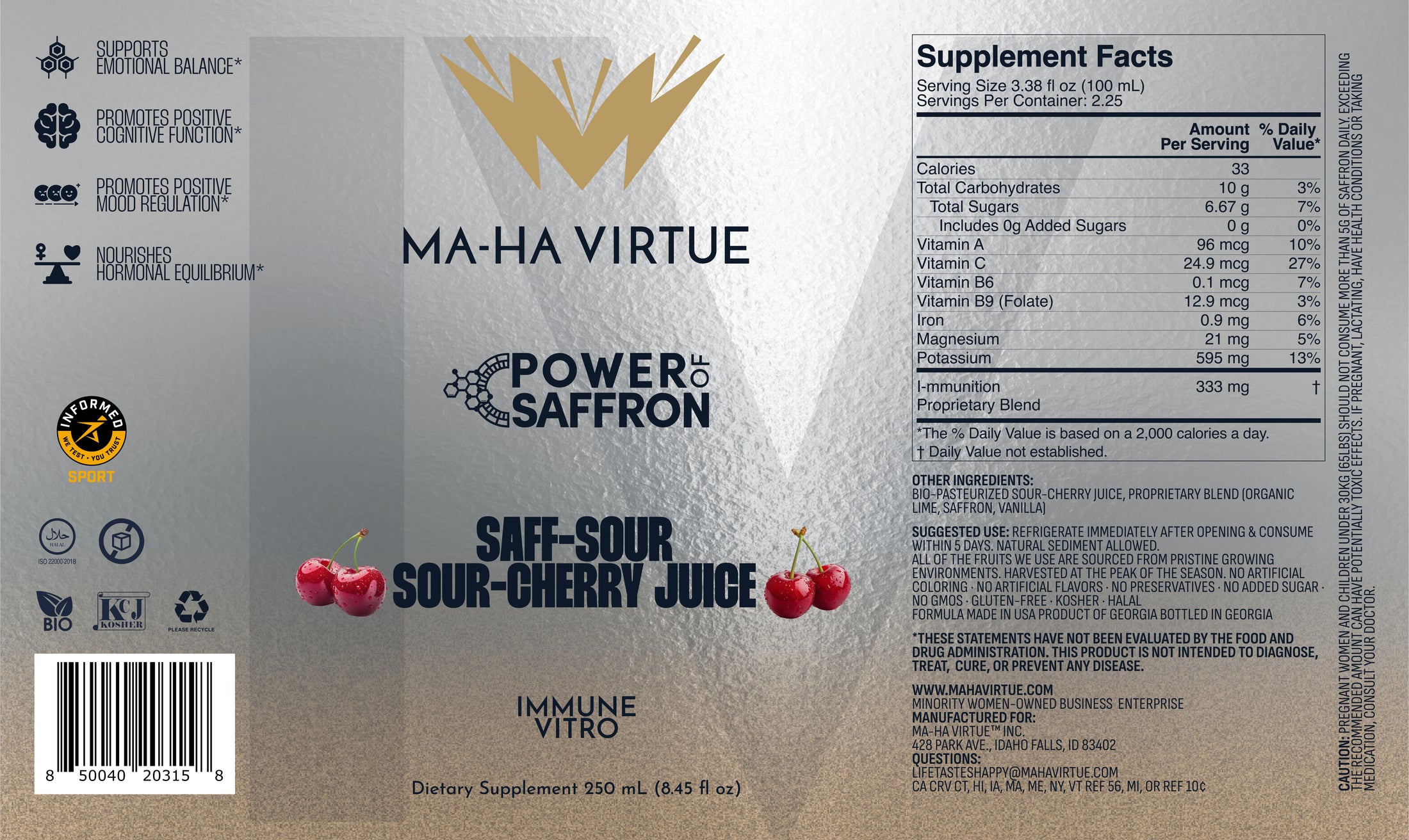 250 mL SAFF-SOUR Sour Cherry Juice